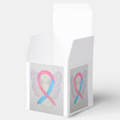 Roze en Blauwe Bewustheid Ribbon Angel Favor Box Bedankdoosjes (Geopend)