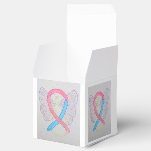 Roze en Blauwe Bewustheid Ribbon Angel Favor Box Bedankdoosjes (Geopend)