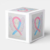 Roze en Blauwe Bewustheid Ribbon Angel Favor Box Bedankdoosjes (Achterkant)