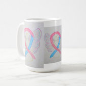 Roze en blauwe bewustzijn Ribbon Angel Art Mok (Voorkant links)
