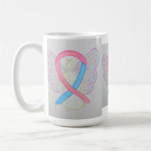 Roze en blauwe bewustzijn Ribbon Angel Art Mok (Links)
