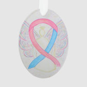 Roze en blauwe bewustzijn Ribbon Angel Ornament (achterkant)