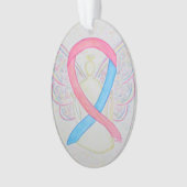 Roze en blauwe bewustzijn Ribbon Angel Ornament (voorkant)