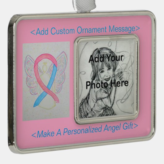 Roze en blauwe bewustzijn Ribbon Angel Ornament (Rechts)