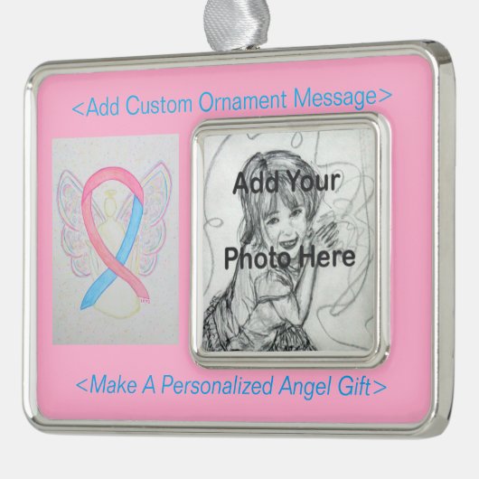 Roze en blauwe bewustzijn Ribbon Angel Ornament (Links)
