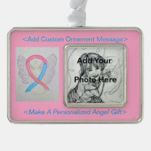 Roze en blauwe bewustzijn Ribbon Angel Ornament