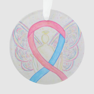 Roze en blauwe bewustzijn Ribbon Angel-siervoorwer Ornament
