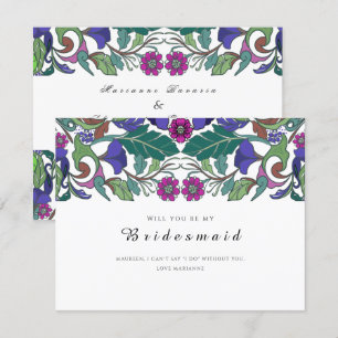 Roze en blauwe  blauw florale invita, barokachtig kaart