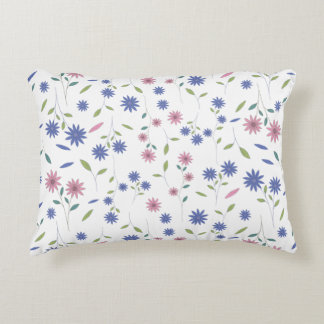 Roze en blauwe bloem naadloos patroon accent kussen