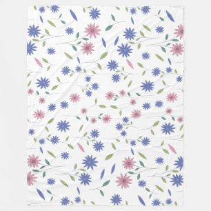 Roze en blauwe bloem naadloos patroon fleece deken