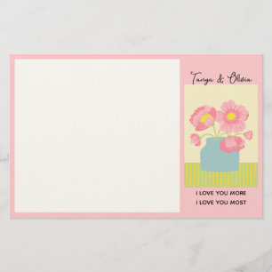 Roze en blauwe bloem Ontwerp Briefpapier