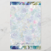 Roze en blauwe bloem op maat briefpapier (Voorkant)