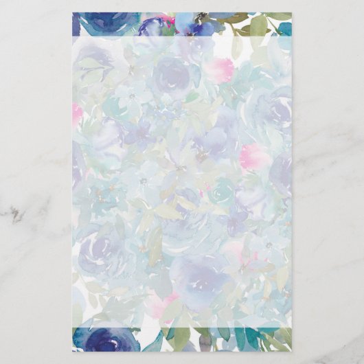 Roze en blauwe bloem op maat briefpapier (Achterkant)