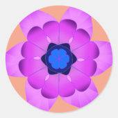 roze en blauwe bloem ronde sticker (Voorkant)