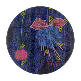 Roze en blauwe bloem snijplank