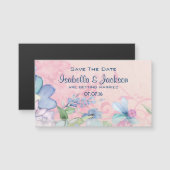  roze en blauwe bloem sparen de Datum (Voorkant / Achterkant)