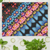 Roze en blauwe bloem theedoek (Gevouwen)