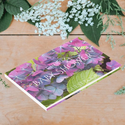 Roze en blauwe bloemblaadjes Baby shower Gastenboek