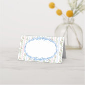 Roze en Blauwe Bloemboog Baby shower Plaatskaartje (Achterkant)