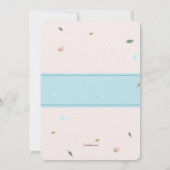 Roze en Blauwe Bloemen Baby shower Kaart (Achterkant)