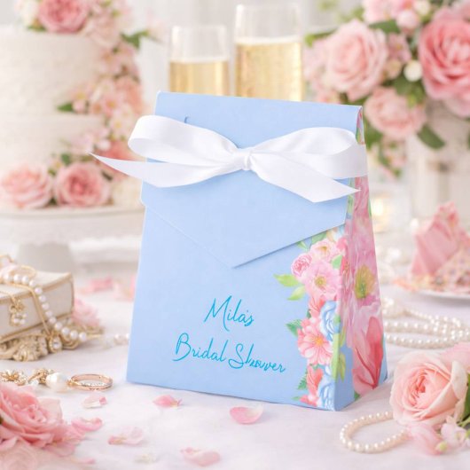 roze en blauwe bloemen bedankdoosjes