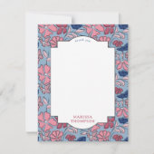 Roze en Blauwe Bloemen Blok Print Boy Verjaardag Bedankkaart (Voorkant)