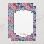 Roze en Blauwe Bloemen Blok Print Boy Verjaardag Notitiekaartje (Voorkant / Achterkant)