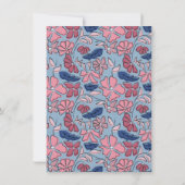 Roze en Blauwe Bloemen Blok Print Boy Verjaardag Notitiekaartje (Achterkant)