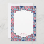 Roze en Blauwe Bloemen Blok Print Boy Verjaardag Notitiekaartje (Voorkant)