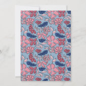Roze en Blauwe Bloemen Blok Print Meisje Baby show Kaart (Achterkant)
