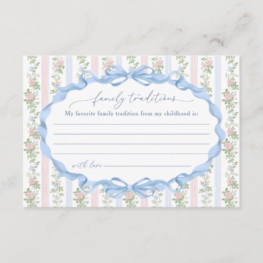Roze en Blauwe Bloemen Boog Familietradities Informatiekaartje (Voorkant)