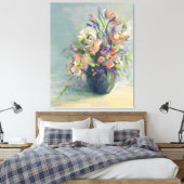 Roze en blauwe bloemen - Canvas Print (Insitu (Slaapkamer))