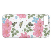 roze en blauwe bloemen Case-Mate iPhone case (Achterkant (Horizontaal))
