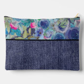 Roze en blauwe bloemen- en denimmonogram etui (Achterkant)