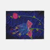 Roze en blauwe bloemen fleece deken (Voorkant (Horizontaal))