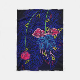 Roze en blauwe bloemen fleece deken