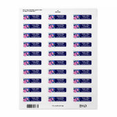  roze en blauwe bloemen gepersonaliseerd etiket (Full Sheet)