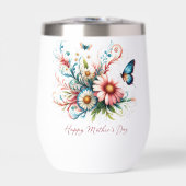 Roze en blauwe bloemen Happy Moederdag (Voorkant)