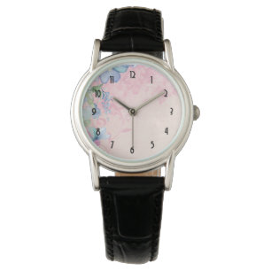 roze en blauwe bloemen horloge
