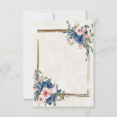 Roze en blauwe bloemen met gouden lijst  kaart (Voorkant)
