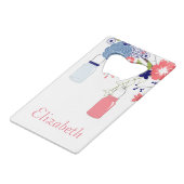  Roze en Blauwe Bloemen met Mason Jars Creditkaart Flessenopener (Voorkant Gekanteld)