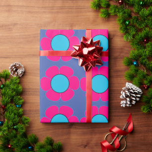 roze en blauwe bloemen natuur girlie art cadeaupapier