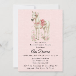 Roze en Blauwe Bloemen Paard Bachelorette Party Kaart