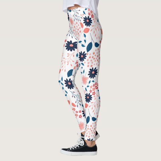 Roze en blauwe bloemen patroon leggings (Links)