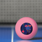 Roze en blauwe bloemen pingpongbal (Net)