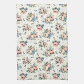 roze en blauwe bloemen theedoek (Verticaal)