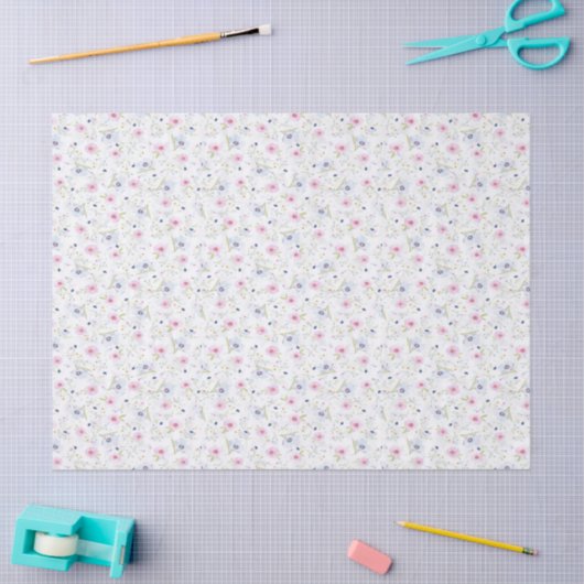 Roze en blauwe bloemen tissuepapier (Craft)