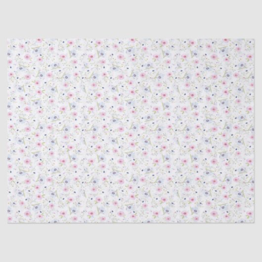 Roze en blauwe bloemen tissuepapier (Voorkant)