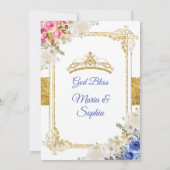 Roze en blauwe bloemen Twin Quinceanera Kaart (Achterkant)