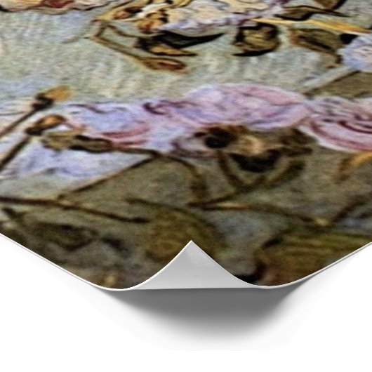 Roze en blauwe bloemen van Van Gogh Poster (Hoek)